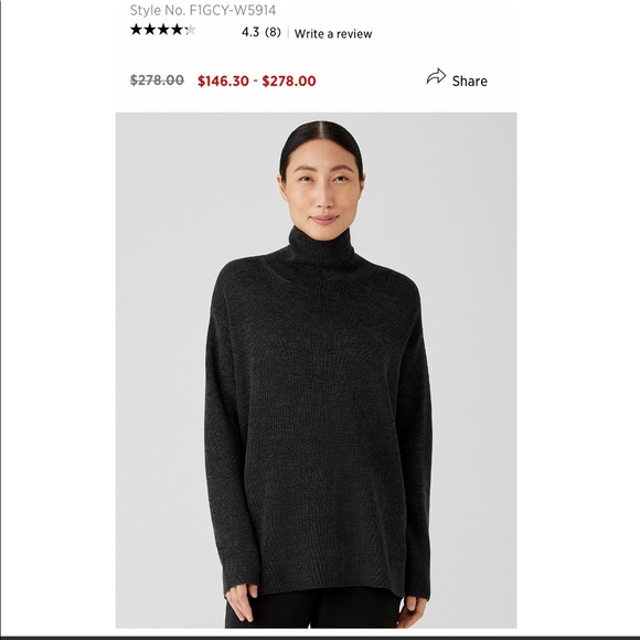 NWT EILEEN FISHER MERINO TURTLENECK TOP IN RESPONSIBLE WOOL - Picture 6 of 16